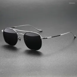 Sunglasses Pure Titanium Polarized Frame Retro Men Eyewear Ultralight Goggle UV400 Driving Outdoor Sun Glasses Women Oculos