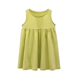 Girls Dresses Children Sleeveless ALINE Dress Summer Kid Clothes Cotton Toddler Sundress Princess Yellow Green 230224 230608