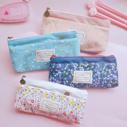 PC Floral Double Zipper Pencil Case Ołówki Przenośna torba do przechowywania artykułów piśmiennych dla artykułów biurowych szkolnych 4 kolor