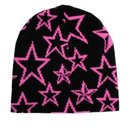 Czapki czapki czapki z czapką wełniane czapki z czapką wełniane gwiazda ciepła kapelusz hip-hopowa Street Street Punk Winter Knit Cap Y2K Gothic Unisex Hats 230608CJ