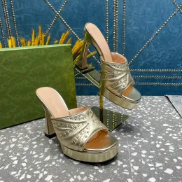 2023 New Sandals Luxury Designer Women's High Heels Slippers Fashion Versatile Waterproof Platform 01