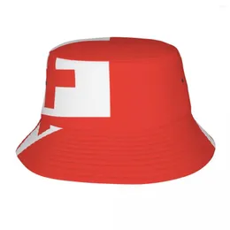 Berets 2023 Men Women Summer Tonga Flag Bucket Hat Bob Fisherman Outdoor Travel Sun Visor Fashion Panama
