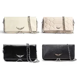 Lüks Tasarımcı Zadig Voltaire Çanta Çapraz Vücut Omuz Pochette Rock Swing Your Wings Tote Çanta Kadınlar Kozmetik Çanta Orijinal Deri Moda Zinciri Debriyaj Çanta