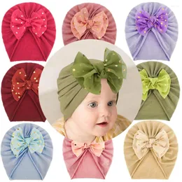 Hair Accessories Lovely Shiny Bowknot Baby Hat Cute Solid Color Girls Boys Turban Soft Born Infant Cap Beanies Head Wraps Girl