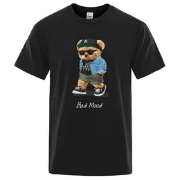 Men's T-Shirts Summer Casual T Shirt Get Mad Bad Mood Walking Silent Teddy Bear Short Sleeve Mens T-shirt Hip Hop Tops Loose Oversized Men Tees 230608
