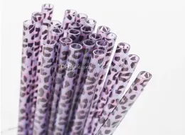 Plastic Brown Leopard Drinking Straws Fashion Printing Straight Straw Reusable Restaurant And Bar Supplies Whole3891752
