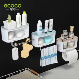 Piatti ECOCO Mensola da bagno Doccia Caddy Organizer Montaggio a parete Porta shampoo con portasciugamani Senza perforazione Portasapone Accessori da bagno