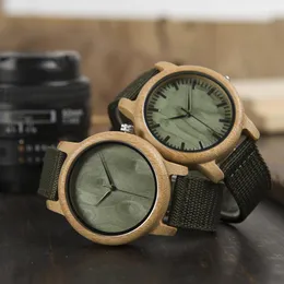 Нарученные часы bobo bird green nylon watch men band bamboo case Quartz Движение мужские наручные часы принять dtop