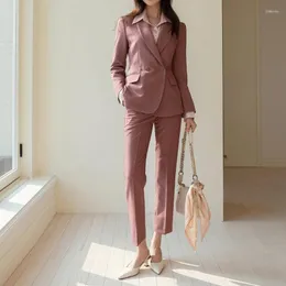Kvinnors tvåbitar byxor koreansk version kostym uppsättning 2023 Spring och Autumn Commuter Professional Coat Small Formal