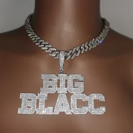 Hänge halsband anpassade namn halsband aaa zirkonia baguette brev med stora hoop cubanchain hänge för män kvinnor hip hop smycken 230608