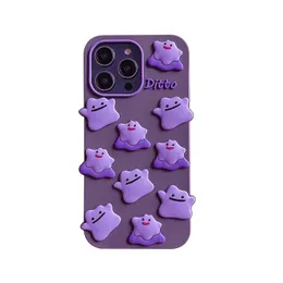 Darmowy hurt hurtowy Ashion Śliczny 3D Purple Ghost Case for iPhone 14 13 12 11 Pro xs Max Xr x Halloween Soft silikonowa bąbelka Cover Prezent dla dzieci