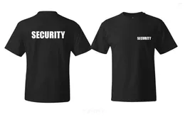 Camisetas masculinas SECURITY S T-shirt Funcionários do evento DOIS LADOS Qualidade Algodão Casual Masculino