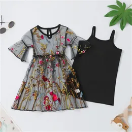 Mädchen Kleider Kinder Kleinkind Baby Mädchen Frühling Sommer Floral Baumwolle Druck Langarm Mantel Ärmellos Kleine Charakter Set 6 Monate Kleidung