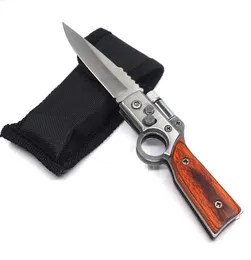 Small AK47 Gun Knife Steel Blade Wood Handle Army Pocket Folding Knife Tactical Camping Outdoors EDC Tool Survival Knives With LED8451777