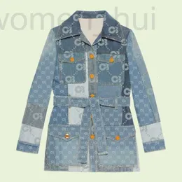 Kadınlar Suits Blazers Tasarımcı Vintage Yeni Tam Retro Pist Ziyafet Kokteyl Partisi Nadirler Baskı Denim Patchwork Ceket Ceket Conjuntos de Falda İki Parçalı Setler