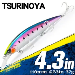 Iscas de iscas Tsurinoya 110mm 37g Pesado Minnow Minnow Sea Fishing Lures Rolling Wizard 110S Artificial Hard Ise Jerkbait for Seabass Lure 230608