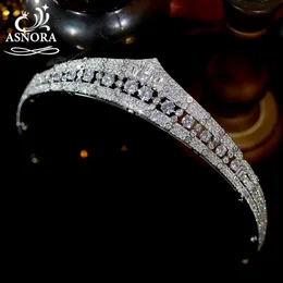 Bröllopshårsmycken Asnora Vintage Crowns Cubic Zircon Tiaras pedband Brudtillbehör Princess Prom 230609