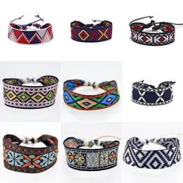 Charm Bracelets Bohemia Retro Wrap Various Styles Embroidered Cloth Rope Bracelet For Men Unisex Wristband Cotton Summer Holiday Jewelry Gif