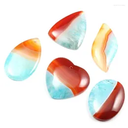 Charms 5st Natural Rands Agate Pendant 15 5mm Stone Random 5 Forma Färgglada kvinnliga smycken som gör DIY -halsbands tillbehör