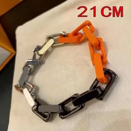 Thick chain bracelet orange black designer necklace trendy hip hop punk street jewelry birthday gifts metal distinctive plated silver chains fashionable ZB005 E23