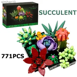 771sts Immortal Flower Potted Ornament Succulents Model Byggnadsblock Brick 10309 Montera tegelstenar Toy Adult Holida Gifts L230518