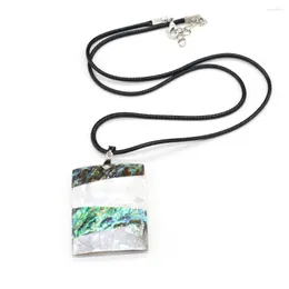 Pendant Necklaces 2023 Rectangle Natural Mother Of Pearl Shell Leather Rope Neck Chain Necklace For Women Men Charms Choker Jewelry Gifts