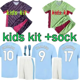 23 24 HAALAND SOCCER JERSEYS kids kit sock GREALISH STERLING MANS CITIES MAHREZ DE BRUYNE FODEN 2024 football shirt sets uniform tops