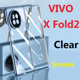 Transparent Cases For VIVO X Fold 2 Fold2 Case Matte Clear Hard Lens Protective Film Screen Cover