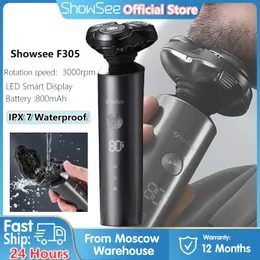 Razors Blades Showsee F305 Electric Shaver For Men Electr Shaver 3 Head Razor Waterproof Shaving Machine Rechargeable Beard Trimmer For Man 230609