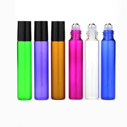 Roller Ball de aço inoxidável 10ml Frascos de perfume coloridos Portáteis Recarregáveis Vazios Roll On Container Wewac