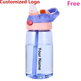 Bottiglie d'acqua Bottiglie d'acqua per bambini fai-da-te Portatile 480ML Tazza per bere in plastica per la sicurezza esterna personalizzata per il regalo di nascita Personalizza gratuitamente i nomi 230608