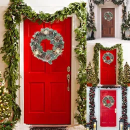 Kwiaty dekoracyjne 30 cm Wewceń świątecznych ze sztucznymi szyszkami sosnowymi jagodami i świątecznymi drzwiami wisząca dekoracja do domu #T2G