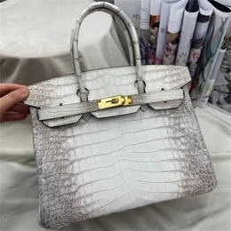 Tote Leather Bag Designer Handbag Platinum Crocodile Women's Luxury 25 Belly Sewn Wax Line 30 Tide