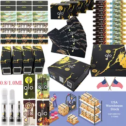 Запасы в американских распылениях Glo Atomisers Vape Cartridges Упаковка 0,8 мл 1,0 мл керамическая катушка 510 Цель