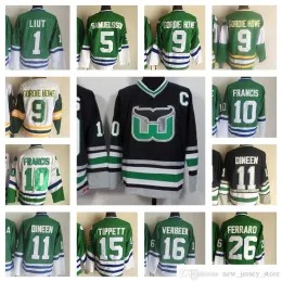 Пользовательский Hartfordwhalers1991-1999 Фильм ретро CCM хоккейная майка 1 Liut 5 Samuelsson 9 Howe 10 Francis 11 Кевин Дайн 15 Дэйв Типпетт 16 Патрик Вербек