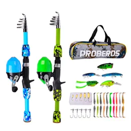 Rod Reel Combo Kids Fishing Pole Set Full Kits W Telescopic And Casting Baits Hooks Saltwater Travel For Boys Girls 230609