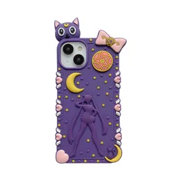 DHL grátis por atacado 3D Sailor Girl Case para iPhone 14pro max 14plus capa para iphone 13 12 11 pro max Full Protect Lovely Anime Bear Soft Cartoon Cover