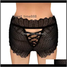 Womens Apparel Drop Delivery 2021 3Xl Plus Size Women Underpants Lace Panties High Waist Bandage Sexy Lingerie Porno Thongs Comfortable Under