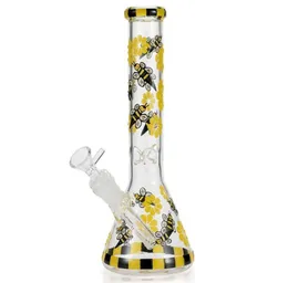 Colorful Bee Glass Water pipes Glass Beaker Base Bong Water Pipes Downstem Perc Bubbler Handmade Decoration Pipe Glass Large4054575