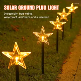 Solar Powered Outdoor Christmas Tree Snowflakes Stars Lamp Flash String 5 LED For Garden Lawn Landscape Holiday Light