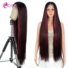 Lace Wigs Classsic Plus 36 inch Long Synthetic Lace Front Wigs for Women High Quality Straight Ombre Blonde Pink T Part Lace Wigs Cosplay 230608