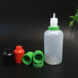 Partihandel PE 50 ml plastdroppsflaskor med barnsäkert manipulationslock LDPE E flytande tom flaska lmawn
