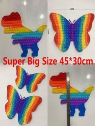 45cmx30cm Super Big Size Fidget Toy Rainbow Dinosaur Butterfly Push Bubble Toys Stress Relief Autism Needs Kids Gifts Fast deliver6209936