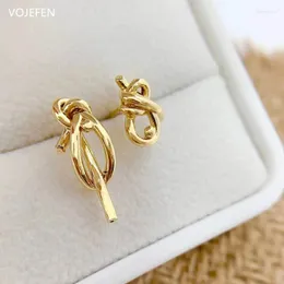 Stud Earrings VOJEFEN AU750 Gold Asymmetrical Jewelry For Women Original 18K Real Studs Piercing Minimalist Luxury 2023