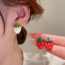 Stud Earrings Creative Strawberry Lovely Funny Sweet Simple Aesthetics Temperament Charming Fashion Accessories For Women Gifts