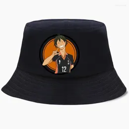 Basker tar L Yamaguchi Haikyuu Bucket Hat Volleyball Club Summer High School Fisherman Panama Bob Hats Caps Hip Hop Beach Cap