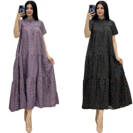 Vestidos elegantes sueltos de una línea para mujer, vestido largo plisado con estampado de diseñador, manga larga, envío gratis