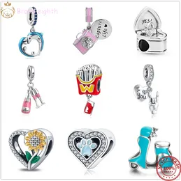 Per pandora charms in argento sterling perline da donna Dolphin Fries Motorcycle Wine Camera Pendant