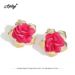 Stud Earrings Girlgo Romantic Flower For Women Korean Cute Lace Colorful Statement Wedding Jewelry Party Wholesale