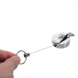Keychains Retractable Metal Key Ring Shellhard Elastic Chain Holder Recoil Pull Belt Clip